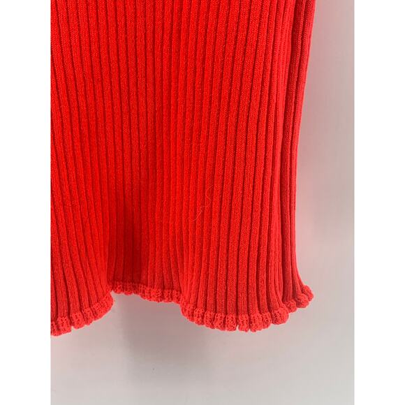 UNBRANDED Women's Neon Orange Ribbed High-Neck Short Sleeve Top SZ XS/S - Picture 7 of 10